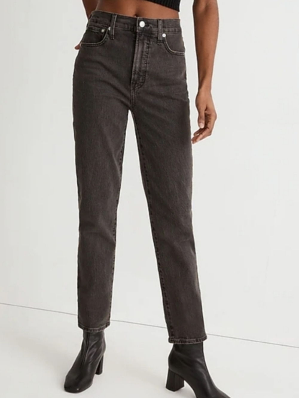 Madewell The Perfect Vintage Jeans High Rise Straight Lunar Gray Black Size 29